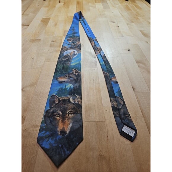 Ralph Marlin & Company 'Wolf' (Vintage 90s Howling Wolf Necktie/Tie/Neckwear) - Picture 2 of 12